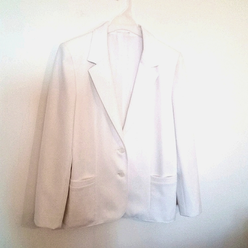 Vintage White Oversize Boxy Two Button Patch Pocket Blazer Small Oversized